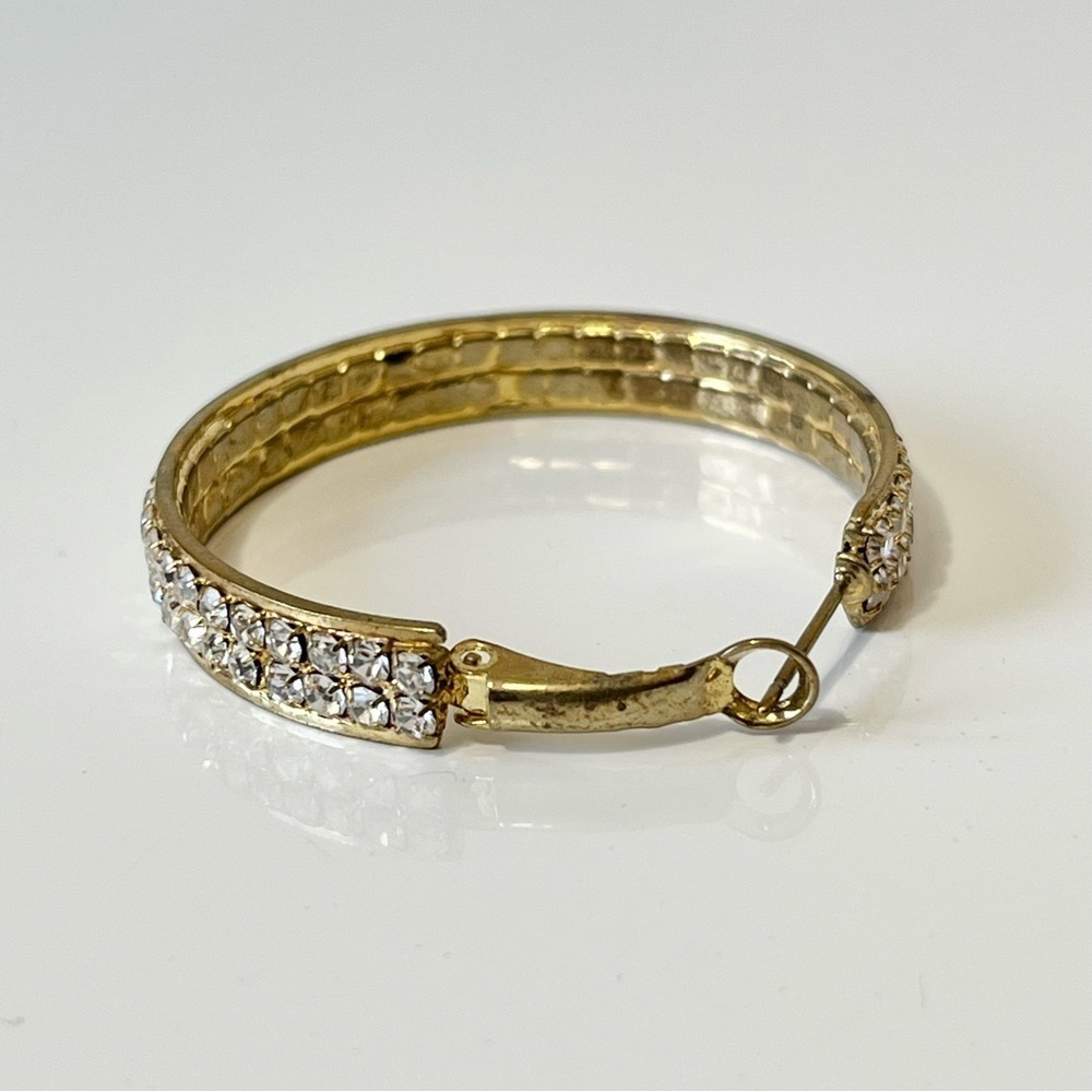 Gold Rhinestone Hoops - Picture 7 of 9
